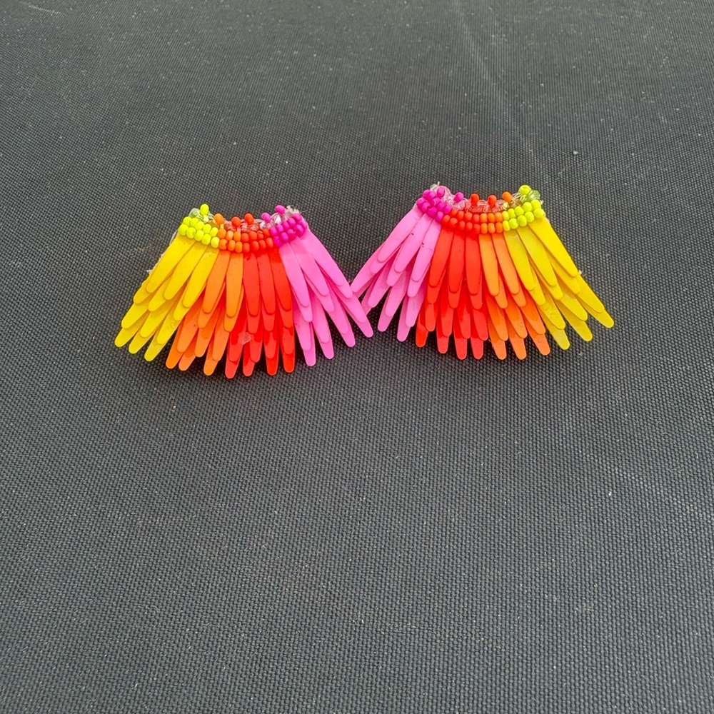 Mignonne Gavigan Pink and Orange Fringe Earrings